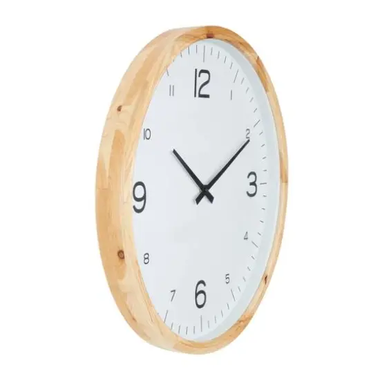 23" Light Brown Framed Wall Clock {10}