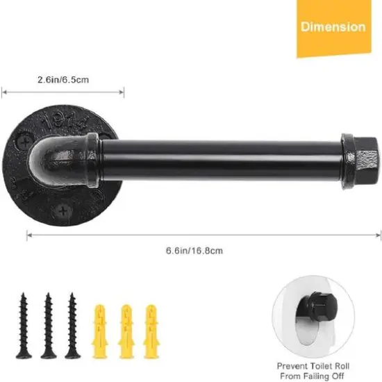 Wall-Mounted Industrial Pipe Toilet Paper Holder {8}