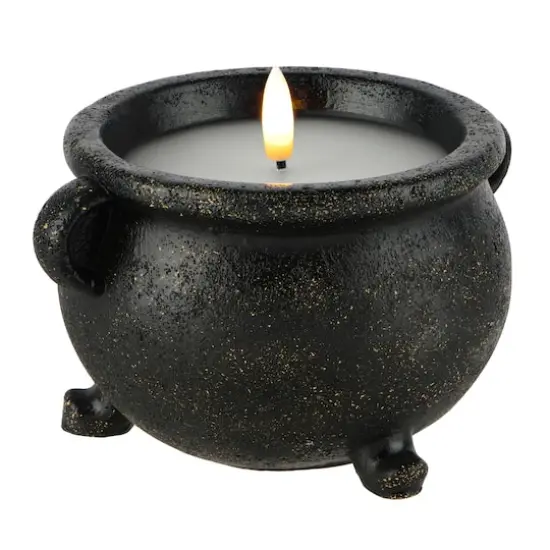 Black Cauldron Faux Flickering Flame LED Wax Candle by Ashland&reg; {3}