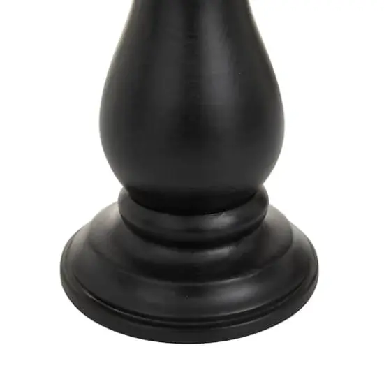 Set of 3 Black Mango Wood Traditional Candle Holders, 10" x 4" x 4" {4}