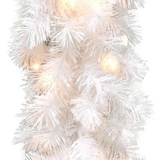 9&rsquo; x 10" Pre-lit Wispy Willow White Artificial Christmas Garland with 50 Clear Lights {4}
