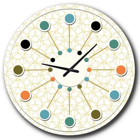 Designart Abstract Geometrical Mid-Century Modern Wall Clock Multi {4}