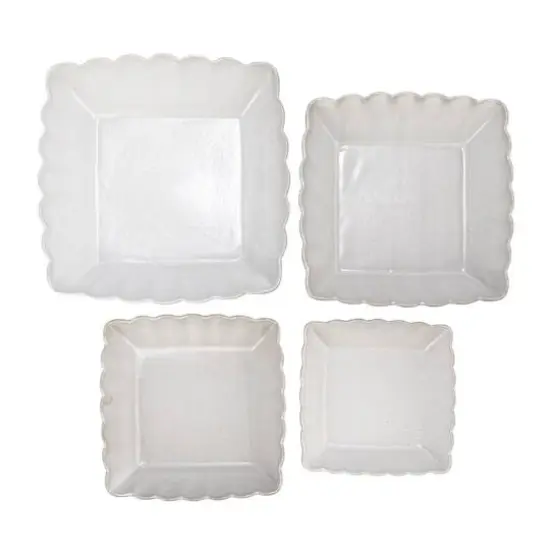 Hello Honey&reg; Matte White Square Stoneware Scalloped Edge Serving Dish Set {8}