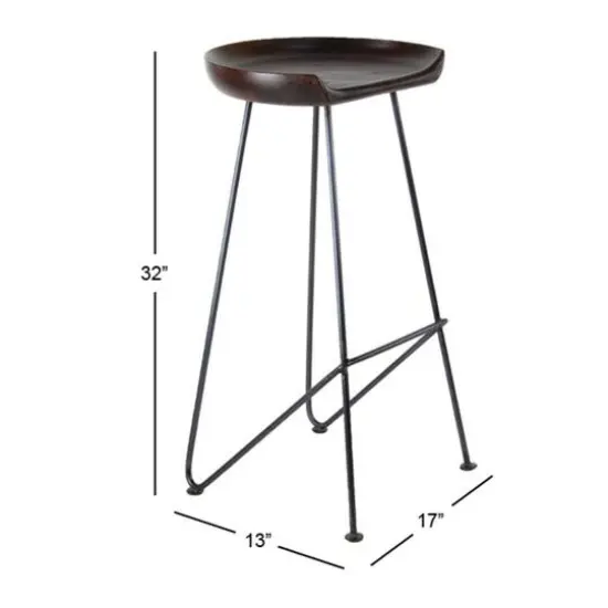 Brown Iron & Wood Rustic Stool {8}