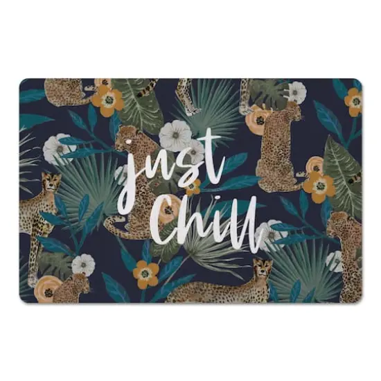Just Chill Tropical Cheetah Floor Mat Navy {1}