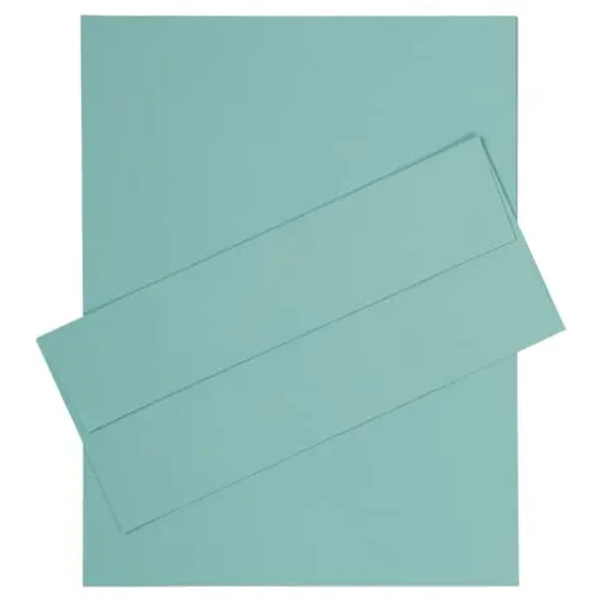 JAM Paper 8" x 11.5" Letter Paper & Envelopes #10 Business Stationery Set, 50ct. Aqua {1}