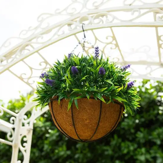 18in. UV Resistant Artificial Lavender Hanging Basket (Indoor/Outdoor) {10}