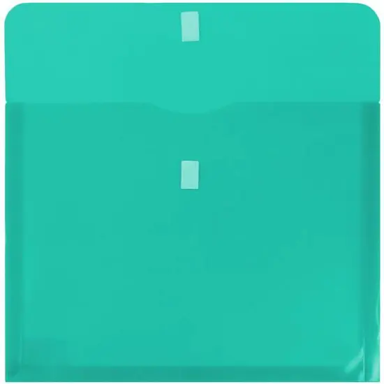 JAM Paper 8.625" x 11.5" Teal Plastic Expansion Hook & Loop Closure Envelopes, 12ct. {3}