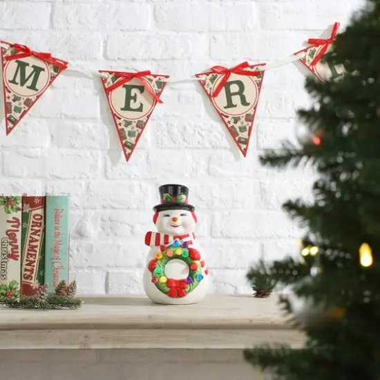 Mr. Christmas 9" Nostalgic Ceramic Snowman Figure {3}