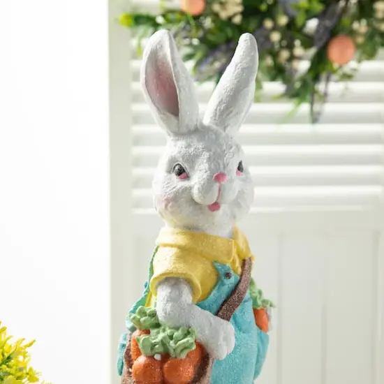 Glitzhome&reg; 17.25" Easter Bunny Boy with Carrots Table D&eacute;cor {4}
