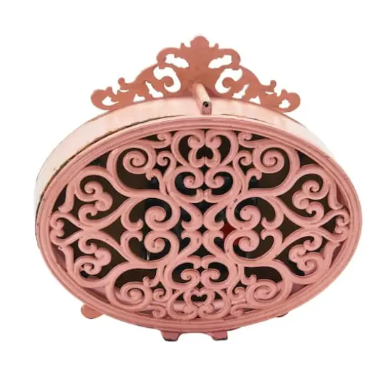 Hello Honey&reg; 6.5" Distressed Pewter Mantel Clock Pink {8}