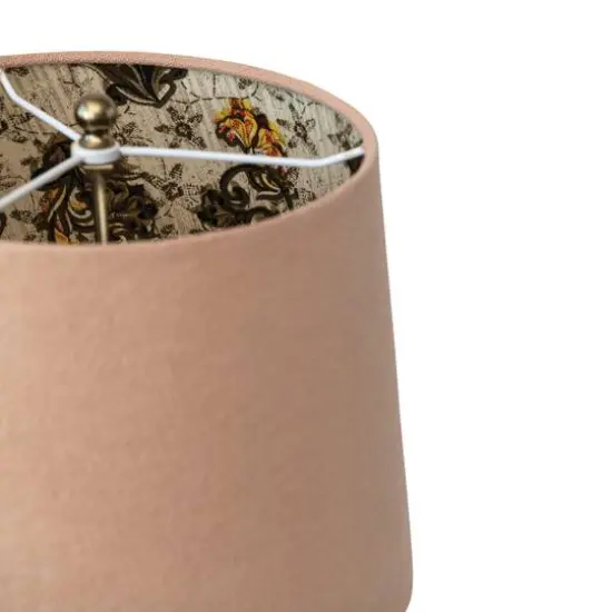 Hello Honey&reg; 24" Natural Carved Wood Table Lamp with Cotton Shade {6}