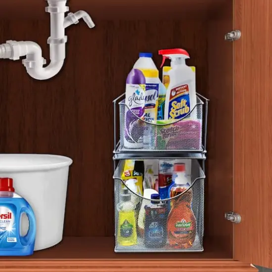 Sorbus 2-Tier Sliding Mesh Basket Drawer Silver {6}