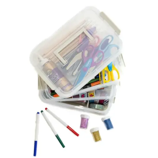 Everything Mary Four Tray Plastic Storage Organizer Clear/Gray {4}