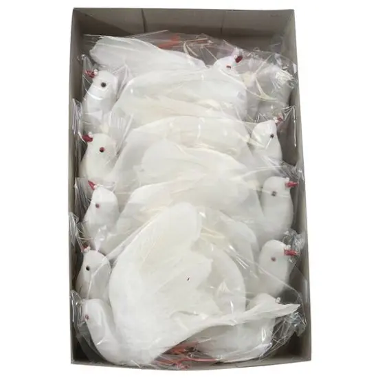 JAM Paper White 6" Sparkle Dove Floral Accessories, 12ct. {1}