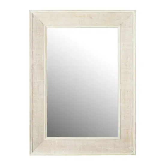 Hello Honey&reg; 31" White Wash Rectangle Wall Mirror with Rattan Detail {1}