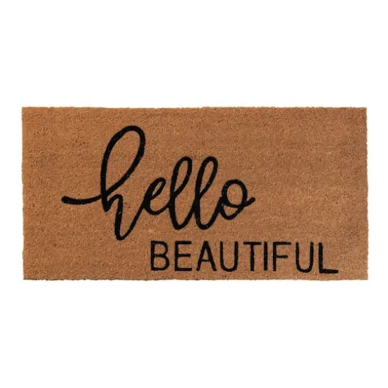 Hello Honey&reg; Black & Brown Hello Beautiful Natural Coir Doormat {3}