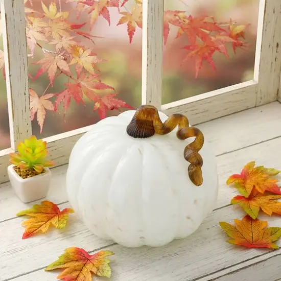 Glitzhome&reg; Glass Pumpkin, Golden & White  {10}