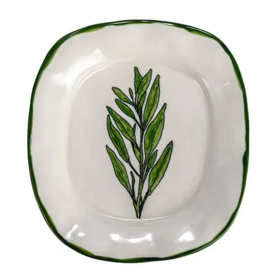 Hello Honey&reg; 7.75" Vegetable & Herb Print Stoneware Plate Set {9}