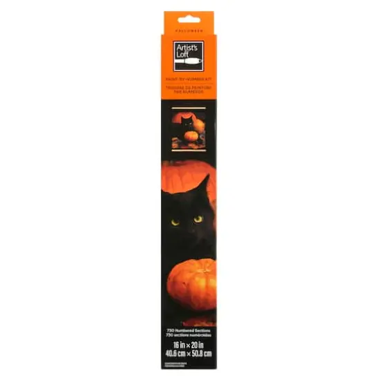 16" x 20" Cat with Pumpkin Paint-by-Number Kit with Wood Display Hanger by Artist's Loft&reg; {6}