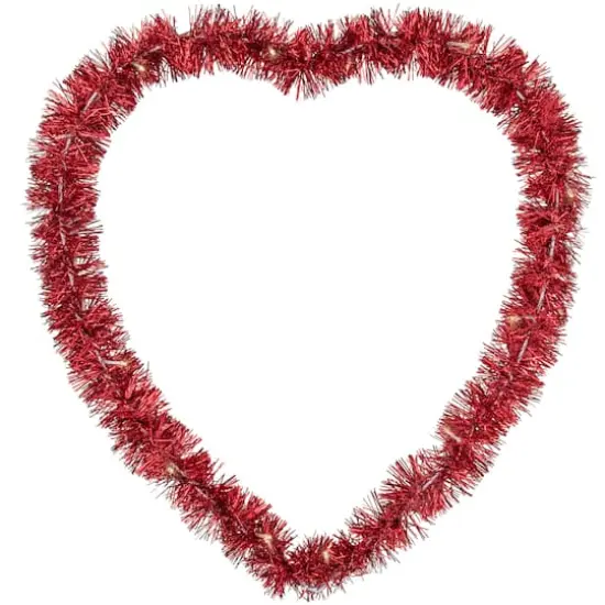25.25" Red LED Valentine's Day Tinsel Heart Window Silhouette {1}