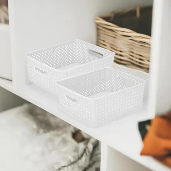 Simplify Medium White Wicker Storage Bin, 2ct. {1}