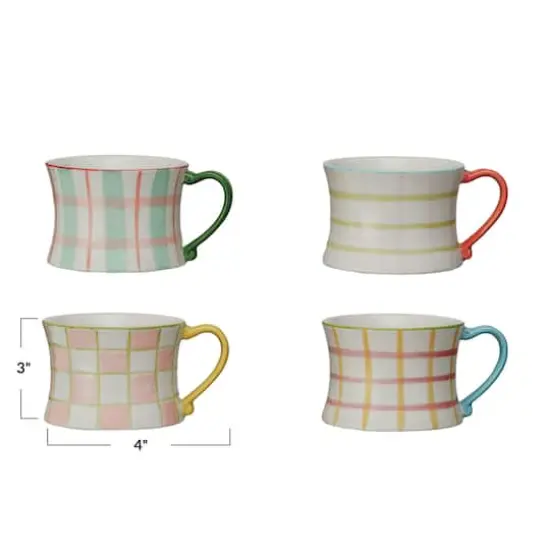 Hello Honey&reg; 3" Plaid Panache Stoneware Mug Set {5}