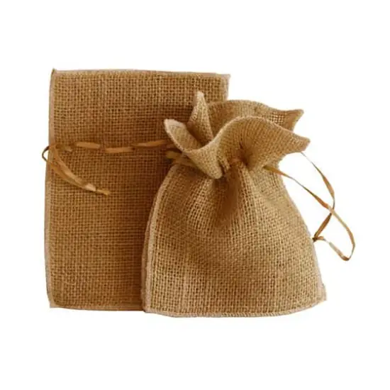 JAM Paper 4.5" x 6" Natural Dark Brown Burlap Pouches, 6ct. {1}