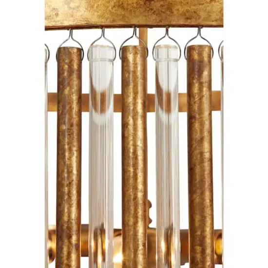 Gold Iron Glam Drum Chandelier, 25" x 22" x 22" {4}