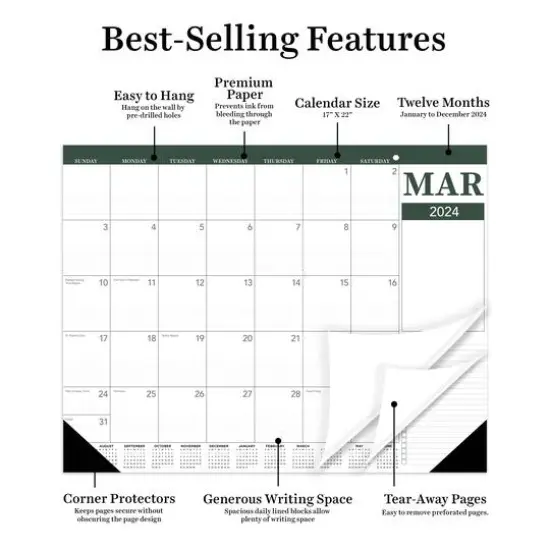 TF Publishing 2024 Professional Medium Desk Pad Monthly Blotter Calendar {4}