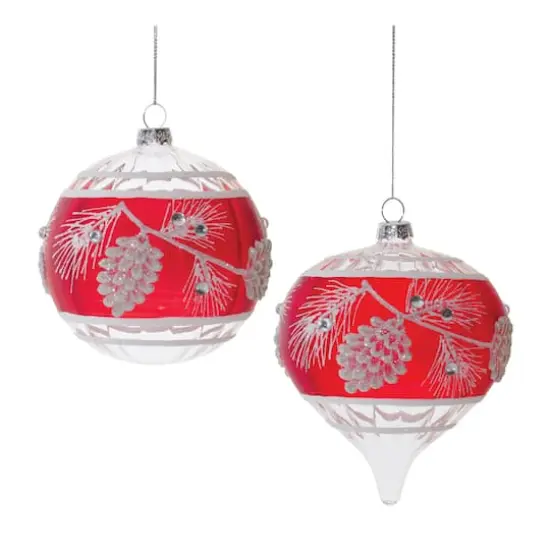 Glittered Glass Pinecone Ornaments Set {6}