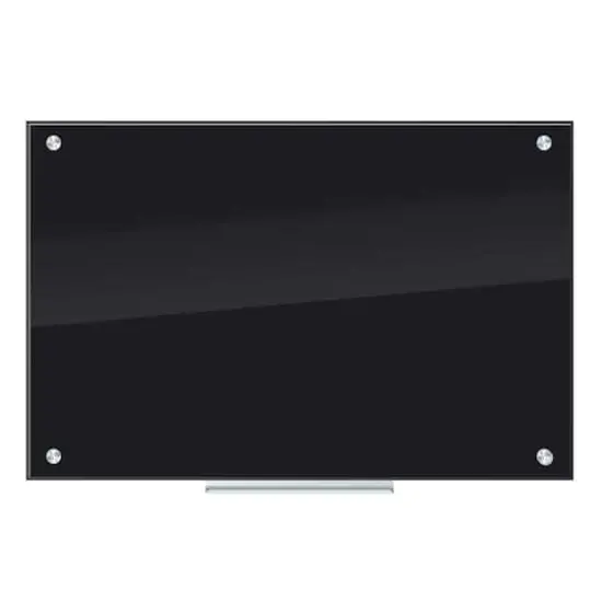 U Brands Black 36" x 24" Frameless Glass Non-Magnetic Dry Erase Board {1}