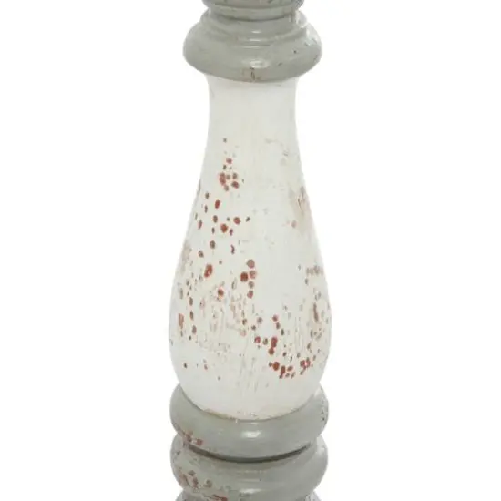 20" White & Gray Wood Farmhouse Candlestick Holder Set {6}