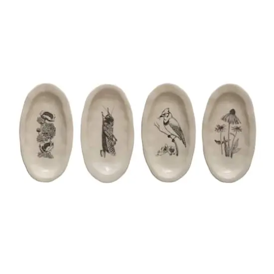 Hello Honey&reg; 5.5" Nature Print Organic Shape Stoneware Plate Set {1}