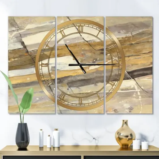 Designart 'Fire And Ice Minerals V Modern Multipanel Wall Clock {3}
