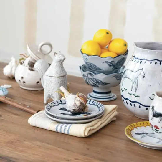 Hello Honey&reg; 6" Enchanted Fauna Series Hand-Painted Stoneware Plate Set {7}