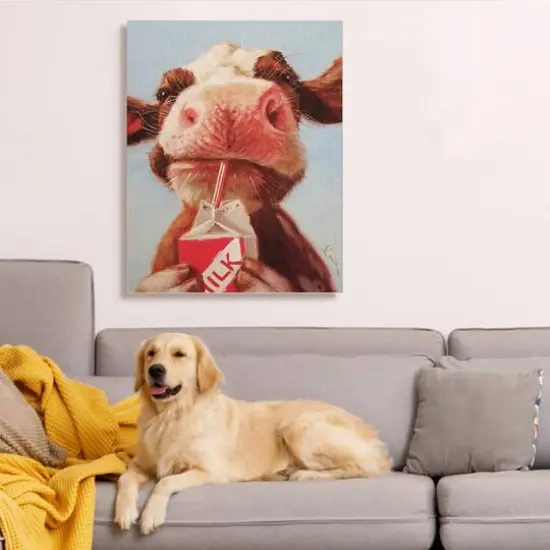 Stupell Industries Baby Cow Drinking Milk Canvas Wall Art {3}