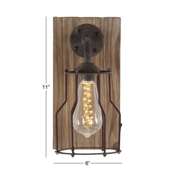 11" Brown Iron Industrial LED Wall Sconce {9}