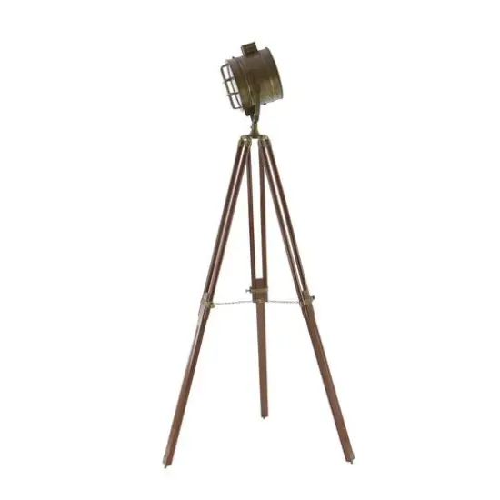 71" Brown Wood Industrial Floor Lamp {4}
