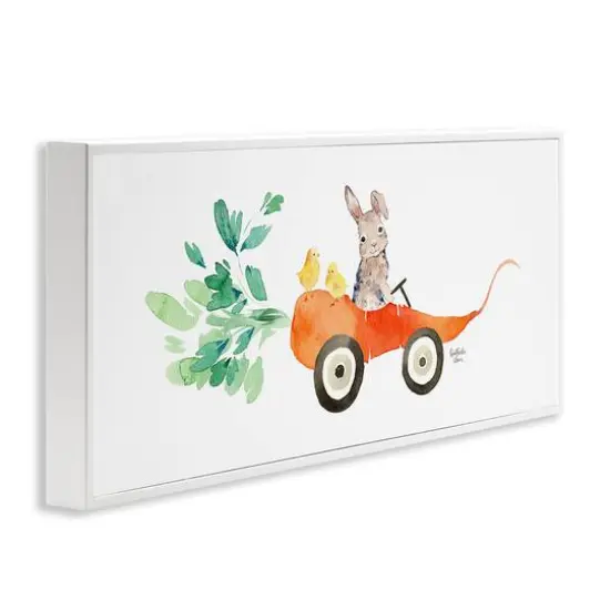 Stupell Industries Spring Rabbit Chicks Riding Seasonal Carrot Wagon Framed Giclee Art White {4}