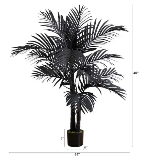 4ft. Artificial Halloween Black Golden Cane Tree {3}