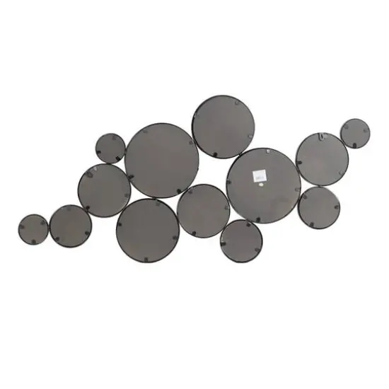 52" Black Contemporary Metal Wall Mirror Cluster {5}