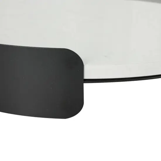 15.75" White Marble Round Living Room D&eacute;cor Tray with Black Metal Frame {6}