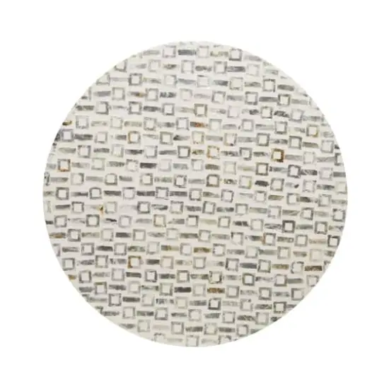 22" Mother of Pearl & Wood Round Accent Table White {5}