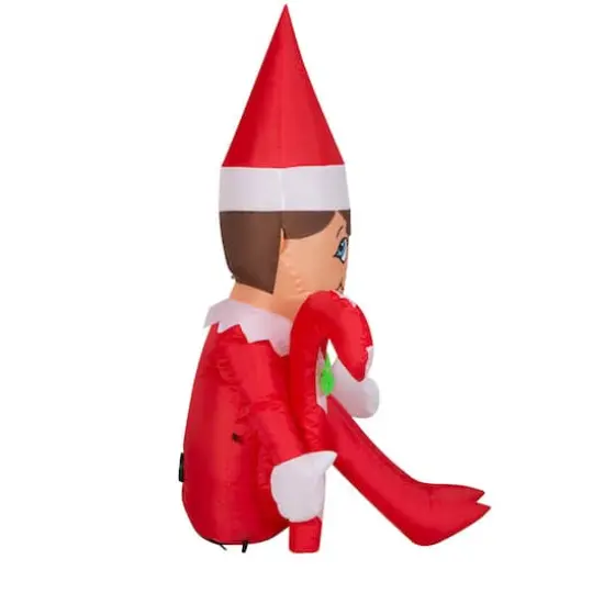 3.5ft. Airblown&reg; Inflatable Christmas Elf on the Shelf Hugging Candy Cane {3}