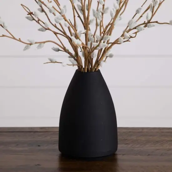 2ft. Pussy Willow Arrangement in Modern Metal Black Vase {5}