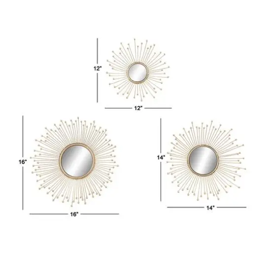 Gold Metal Glam Wall Mirror Set {8}