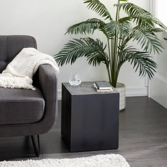 19" Black Rustic Wood Accent Table {6}