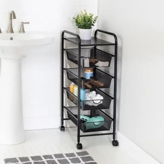 Honey Can Do Black 4-Drawer Rolling Cart {4}