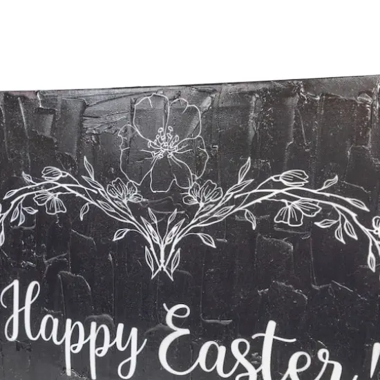 Black & White Happy Easter Bunnies Canvas Wall Art {5}